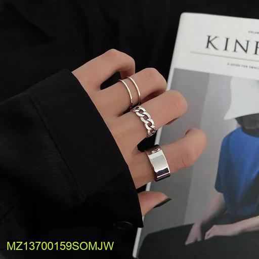 3 Pcs Alloy Silver Plated Rings for Women