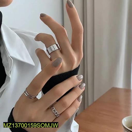 3 Pcs Alloy Silver Plated Rings for Women