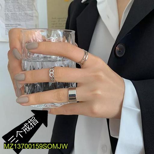 3 Pcs Alloy Silver Plated Rings for Women