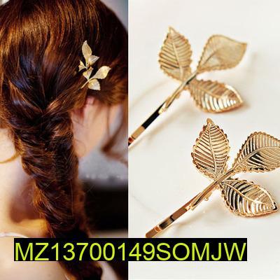 Golden Leaf Hairpins for Women Wedding Office Wear