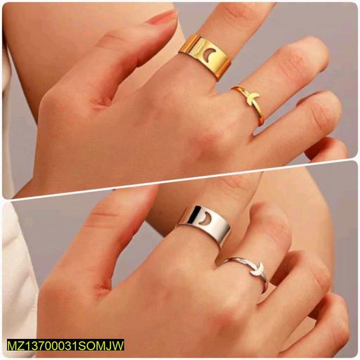Moon Shaped Rings Gold Silver Adjustable Comfort Wear