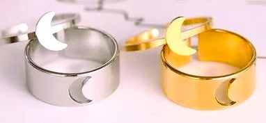 Moon Shaped Rings Gold Silver Adjustable Comfort Wear