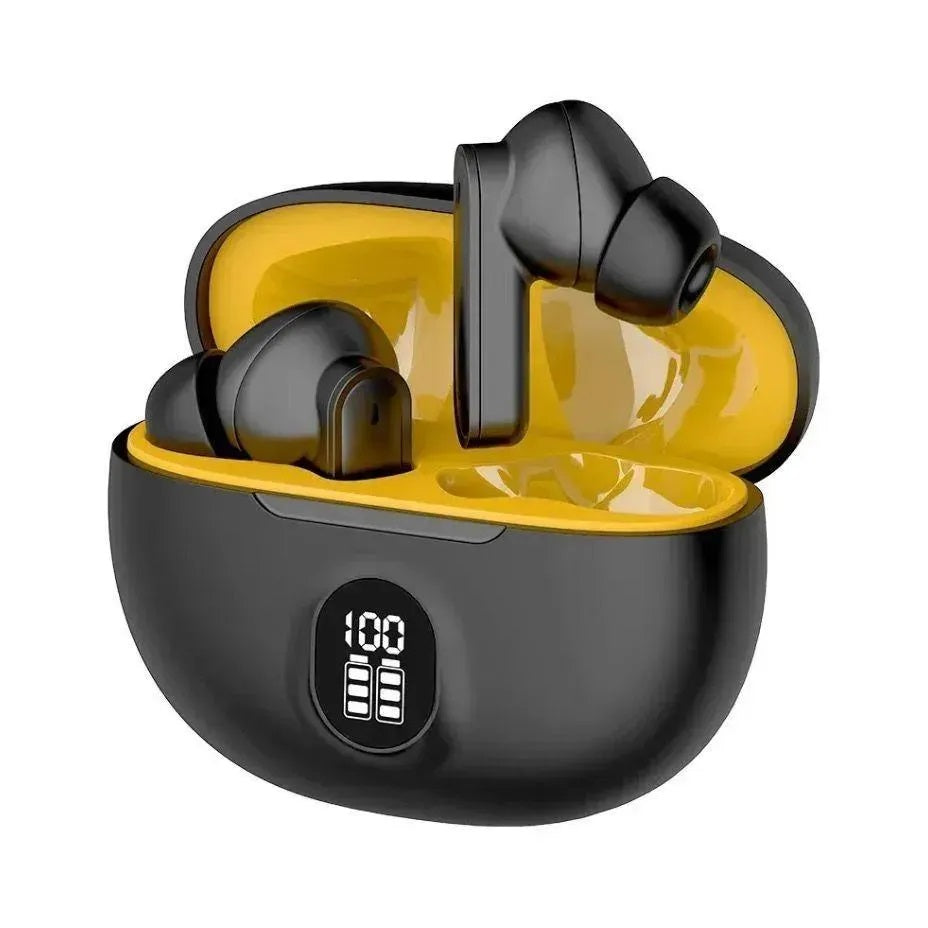 Wireless Earbuds with Charging Case Black Yellow