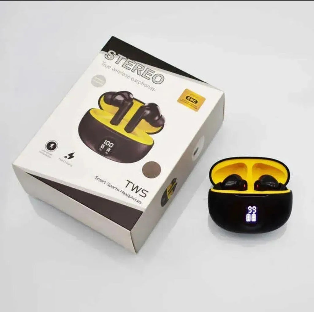 Wireless Earbuds with Charging Case Black Yellow