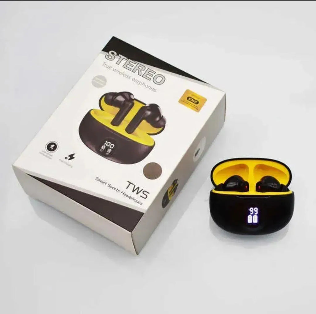 Wireless Earbuds with Charging Case Black Yellow