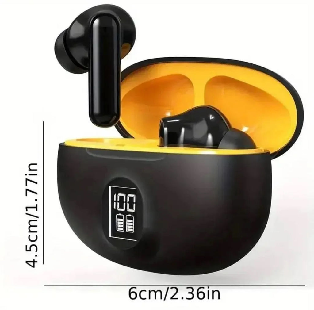 Wireless Earbuds with Charging Case Black Yellow