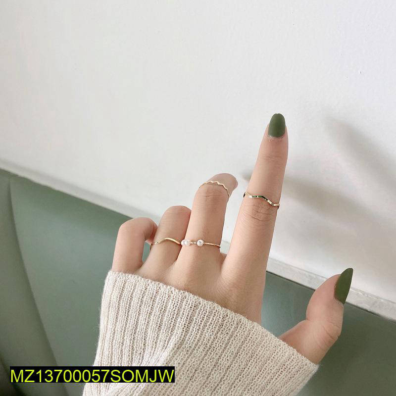 Golden 5Pcs Korean Style Adjustable Rings Set