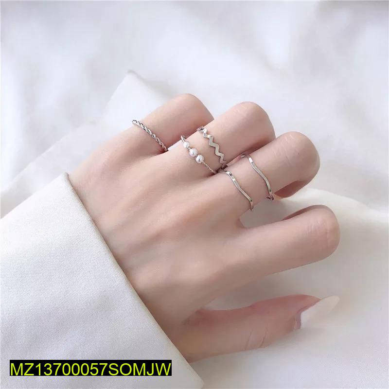 Golden 5Pcs Korean Style Adjustable Rings Set