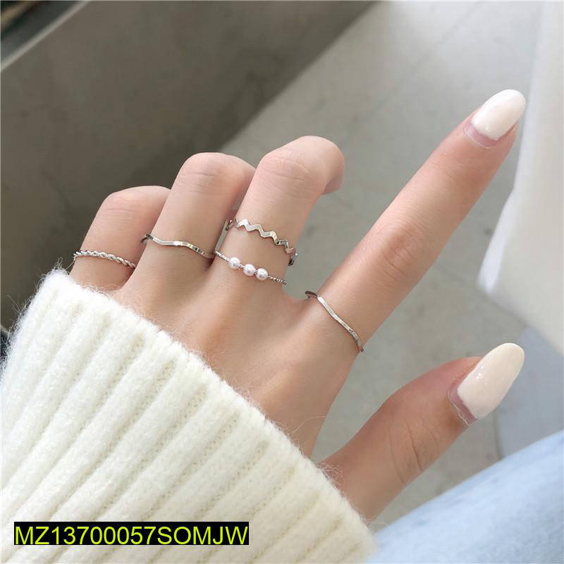 Golden 5Pcs Korean Style Adjustable Rings Set