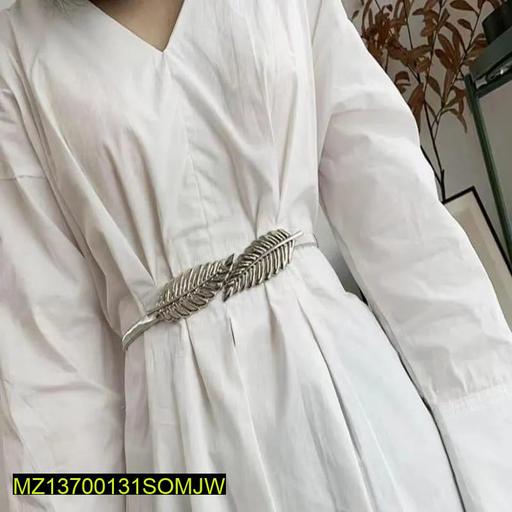Silver Double Leaf Waist Belt Adjustable for Women