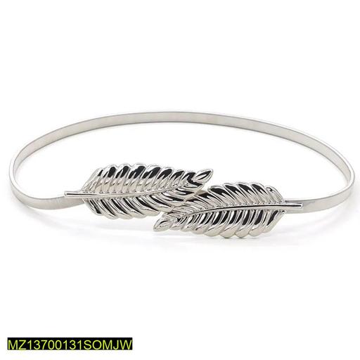 Silver Double Leaf Waist Belt Adjustable for Women