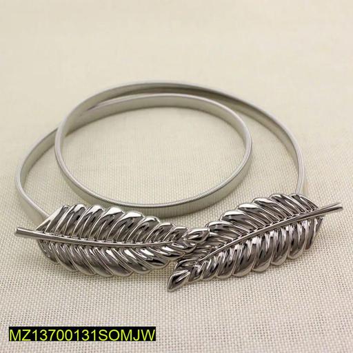 Silver Double Leaf Waist Belt Adjustable for Women