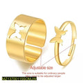 Adjustable Golden Butterfly Couple Rings for Men Women
