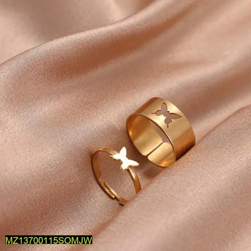 Adjustable Golden Butterfly Couple Rings for Men Women