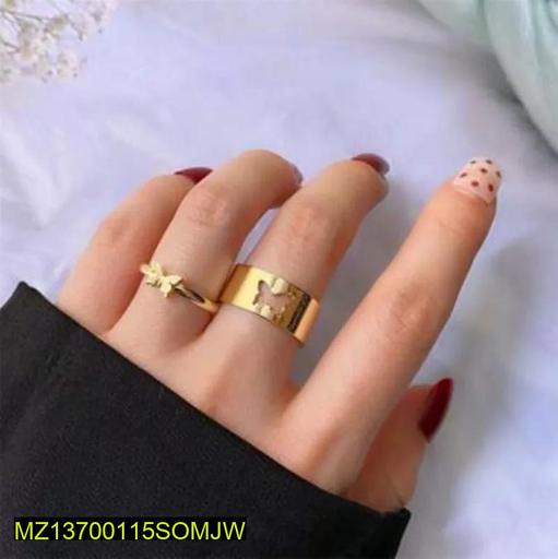 Adjustable Golden Butterfly Couple Rings for Men Women