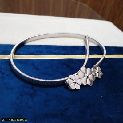 Silver Flower Waist Belt Adjustable 28-34"