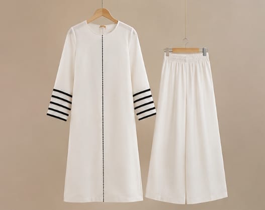 White Minimal 3-Piece Co-Ord Set for Women